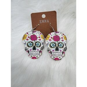 Skull leather earrings
